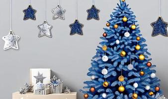 New Year's card. Christmas and New Year poster. Christmas greeting background with christmas decoration. photo