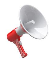 Megaphone loudspeaker on white background. photo