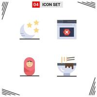 4 Universal Flat Icon Signs Symbols of crescent child internet website bowl Editable Vector Design Elements