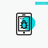 Mobile Security Bug turquoise highlight circle point Vector icon