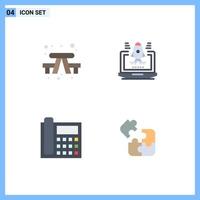 Modern Set of 4 Flat Icons Pictograph of bench contact travel laptop conversation Editable Vector Design Elements