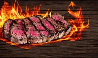 Steak. Gourmet fresh delicious juicy steak. Selected focus, in Poster format. photo