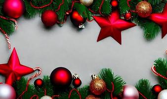 tarjeta de año nuevo. cartel de navidad y año nuevo. Fondo de felicitación navideña con decoración navideña. foto