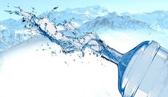 Blue water splash . Splashing of clean water. photo