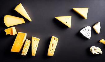 Cheese. Different delicious cheese types. Selected focus, in Poster format. photo