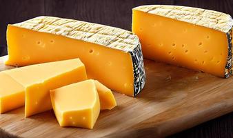 Cheese. Different delicious cheese types. Selected focus, in Poster format. photo