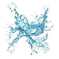 Blue water splash . Splashing of clean water. photo