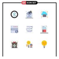 9 Universal Flat Color Signs Symbols of server server marketing database print Editable Vector Design Elements