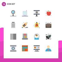 Set of 16 Modern UI Icons Symbols Signs for seo trash science interface healthy Editable Pack of Creative Vector Design Elements