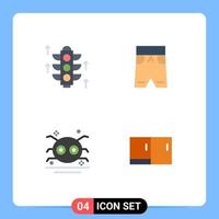 Group of 4 Flat Icons Signs and Symbols for rood scary beach shorts spooky Editable Vector Design Elements