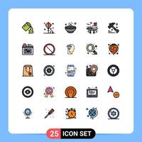 paquete de iconos vectoriales de stock de 25 signos y símbolos de línea para elementos de diseño vectorial editables de luz de camilla brillante de cama de martillo vector