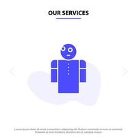 Our Services Arms Hands Open Person Solid Glyph Icon Web card Template vector