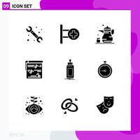 Modern Set of 9 Solid Glyphs and symbols such as video music abrahamic multimedia religion Editable Vector Design Elements