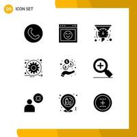 Group of 9 Modern Solid Glyphs Set for income sprint filters scrum agile Editable Vector Design Elements