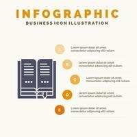 Book Education Open Solid Icon Infographics 5 Steps Presentation Background vector