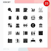 Group of 25 Solid Glyphs Signs and Symbols for traffic road policy navigation sports Editable Vector Design Elements