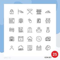 Line Pack of 25 Universal Symbols of hill mountain house store market store Editable Vector Design Elements