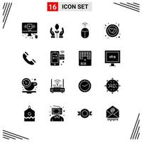 16 Icons Solid Style Grid Based Creative Glyph Symbols for Website Design Simple Solid Icon Signs Isolated on White Background 16 Icon Set Creative Black Icon vector background