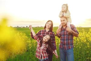 happy family all together on nature photo