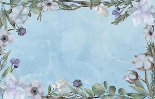 Blue Winter Floral Border Background vector