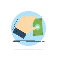 business hand money earn dollar Flat Color Icon Vector