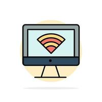 Computer Monitor Wifi Signal Abstract Circle Background Flat color Icon vector