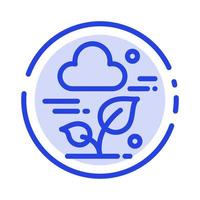 Plant Cloud Leaf Technology Blue Dotted Line Line Icon vector