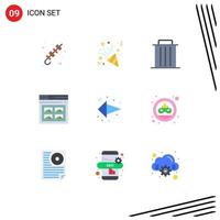 Pictogram Set of 9 Simple Flat Colors of picture web delete page trash Editable Vector Design Elements