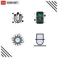 Pack of 4 Modern Filledline Flat Colors Signs and Symbols for Web Print Media such as lead productivity mobile wallet efficiency gentleman Editable Vector Design Elements