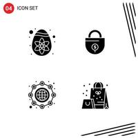 Pack of creative Solid Glyphs of decoration marketing business lock bag Editable Vector Design Elements