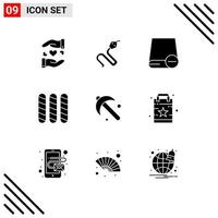 9 Universal Solid Glyphs Set for Web and Mobile Applications gardening loaf computers french hardware Editable Vector Design Elements