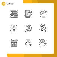 Set of 9 Modern UI Icons Symbols Signs for wifi iot smart phone internet public opinion Editable Vector Design Elements