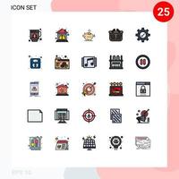 Set of 25 Modern UI Icons Symbols Signs for gear ecommerce piggybank cart savings Editable Vector Design Elements