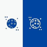 astronomía luna espacio línea y glifo icono sólido bandera azul línea y glifo icono sólido bandera azul vector