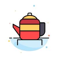 Tea Teapot China Chinese Abstract Flat Color Icon Template vector