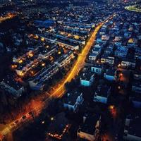 Top view night picture of Gdansk Poland photo