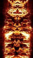 A beautiful flame shaped as imagined. like from hell, showing a dangerous and fiery fervor, black background. photo