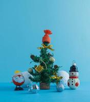 Christmas or winter composition. Christmas tree with New Year decorations. Christmas, winter, new year concept. photo