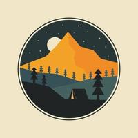 ilustración de la noche de campamento en el diseño de la naturaleza para la etiqueta engomada de la insignia ilustración gráfica diseño de camiseta de arte vectorial vector