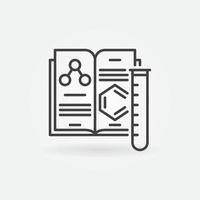 Test Tube with Chemistry Open Book vector concept outline icon