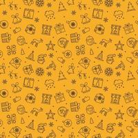 Winter Holidays vector yellow seamless pattern. Christmas and New Year line background