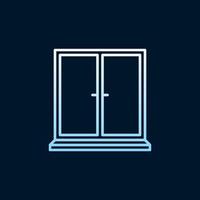 Closed Window with Sill vector line concept blue colorful icon