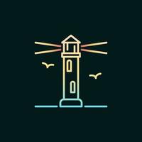 Lighthouse and Seagulls vector linear concept colorful icon