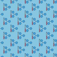 Seamless Creative Background with Molecule and Test Tube. Vector Chemistry colored pattern
