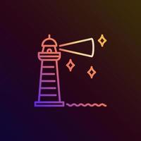 Lighthouse at the Night vector concept colorful line icon