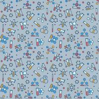 Colored Molecules and Test Tubes Seamless background. Science Pattern vector