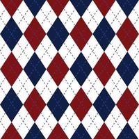 Geometric pattern red, navy blue and white argyle background with line. vector