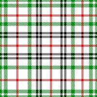 Plaid pattern  with green, red, black and white colors. vector