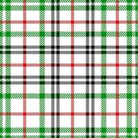 Plaid pattern  with green, red, black and white colors. vector