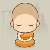 monje budista sentado meditando vector